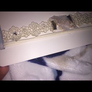 white lace choker & white tie choker